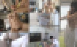 介護士さんに身体を拭いてもらいます